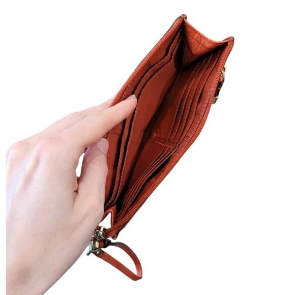 Coach Orange Leather Wristlet Wallet - Women's Designer Handbag with Strap - Picture 9 of 13